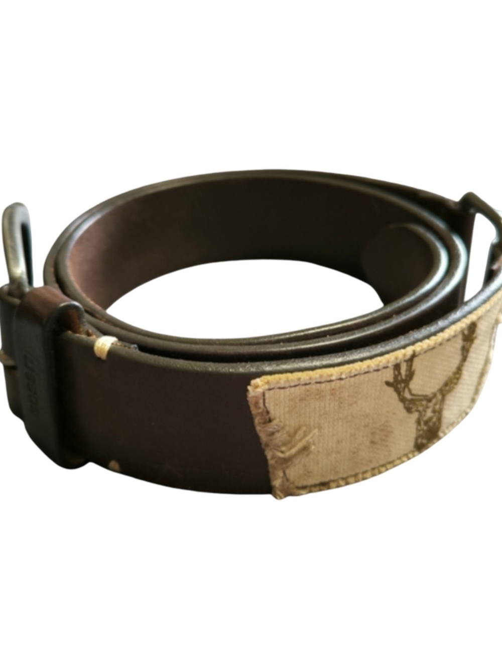 Hugo Boss Dark Brown Rare Rustic Leather Belt Barn Core Hunting 44"